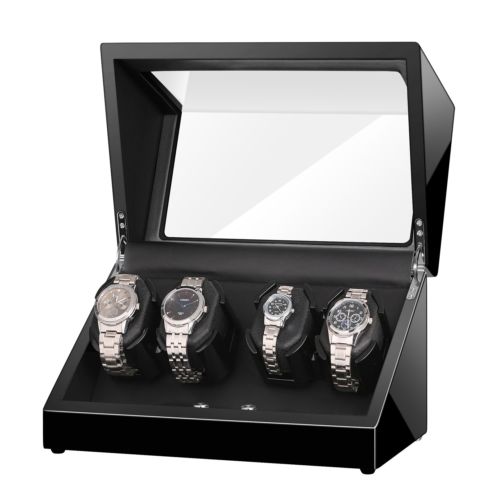 Sepano 4 Watch Winder Box, Black Piano Paint, Quiet Motor