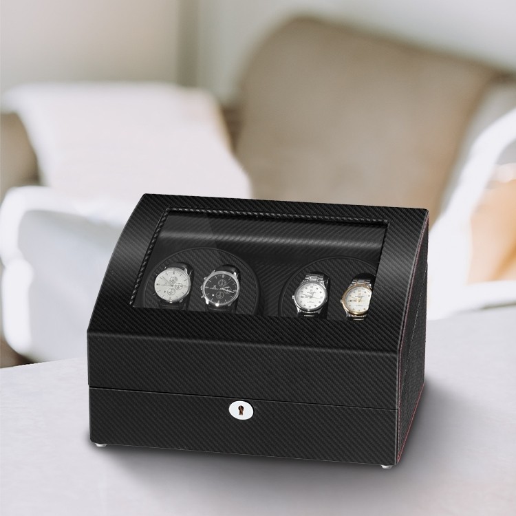 4 Watch Mover Box and 6 Watch Storages Black Leather JQUEEN
