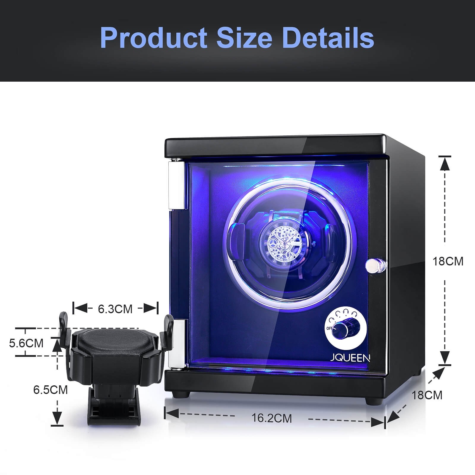JQUEEN Single Watch Winder for Automatic Watches, Walnut