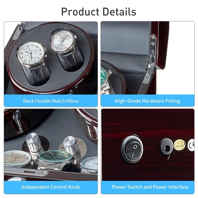 Kranich-Automatic Double Watch Winder Box, Luxury Wooden Storage Case for M 並行輸入品