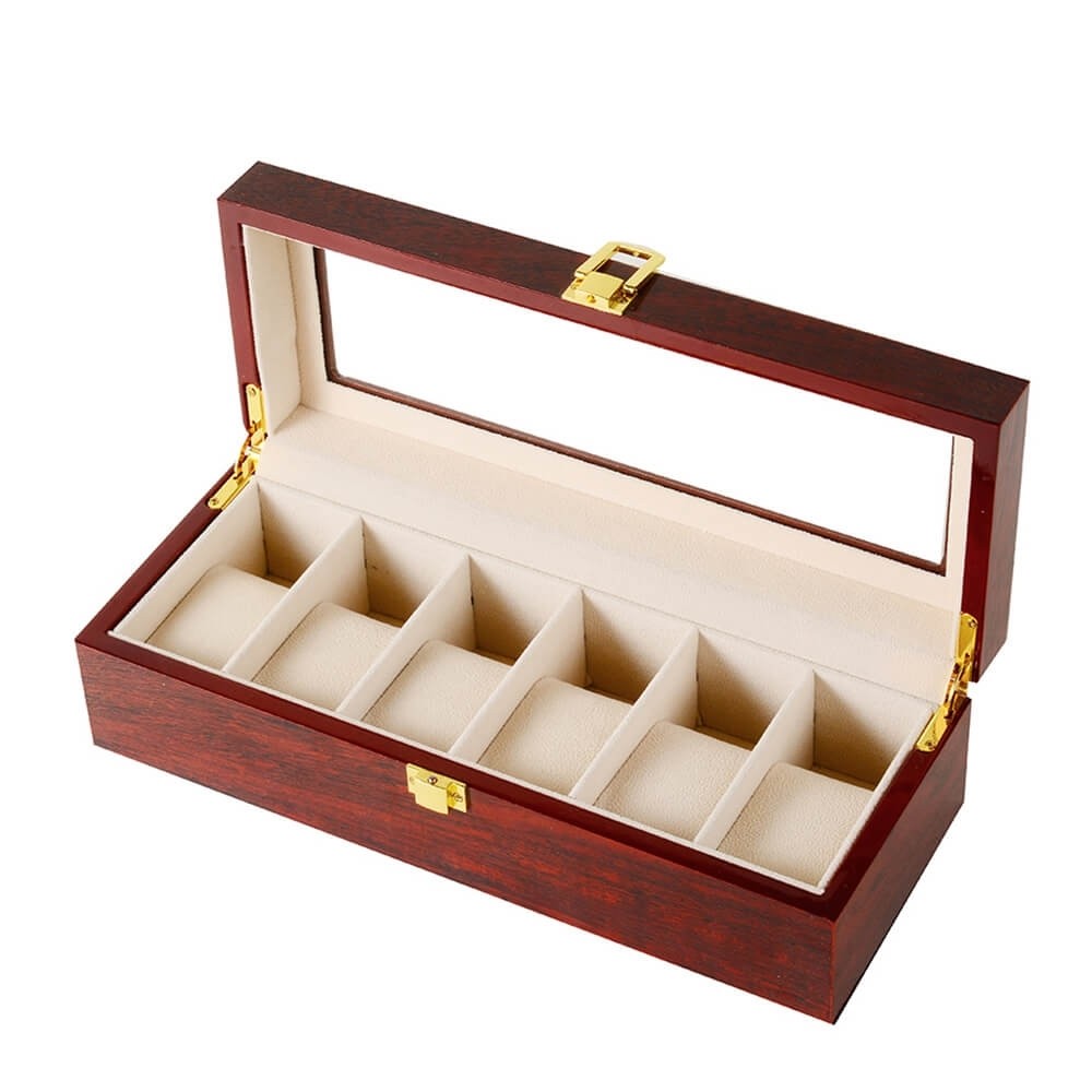 Watch Box, Wooden Watch Organizer, 6 Slots Display Case